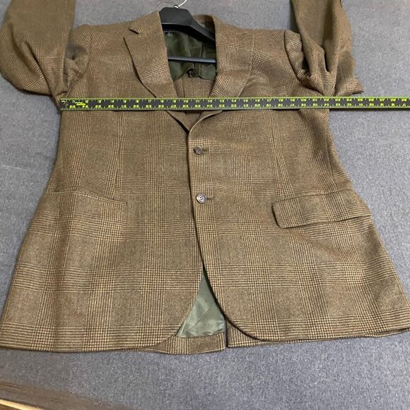 Hickey Freeman Mens Sports Coat Jacket Size 43 Long Houndstooth Brown Wool FLAWS - Picture 9 of 13